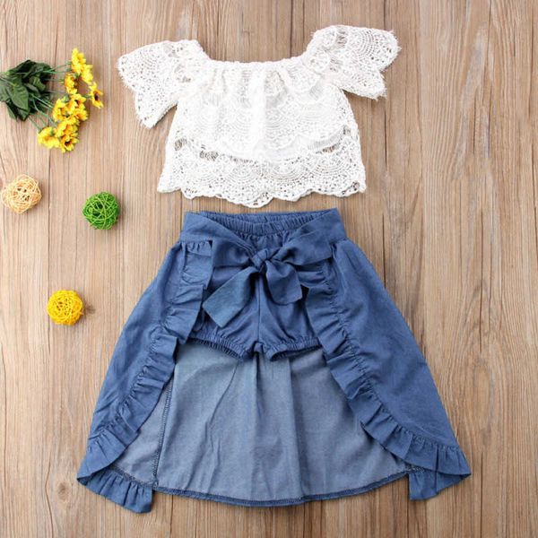 

summer 3pcs toddler baby kid sets girl spaghetti strap polka dots ruffle dress shorts clothes, White