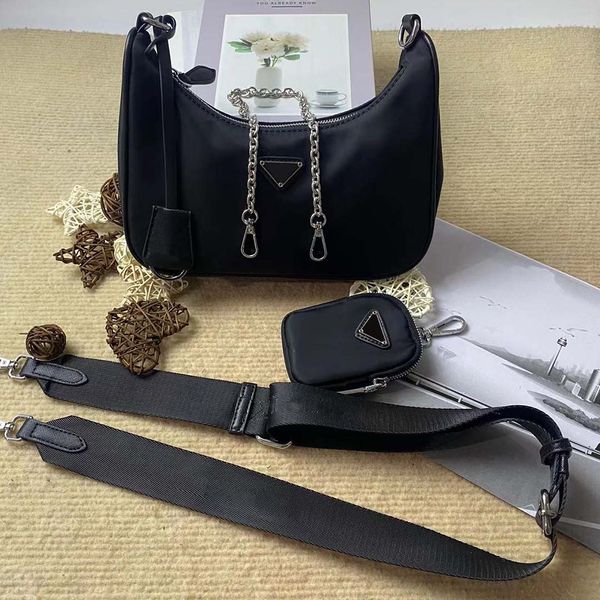 

designer shoulder bag silver hardware ladies handbag hobo 2005 3 in 1 chain underarm bag nylon crossbody bags