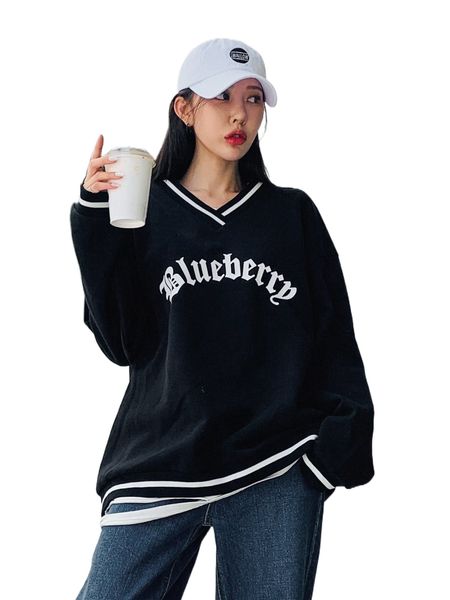 

dazy letter graphic drop shoulder oversized sweatshirt r0gm#, Black