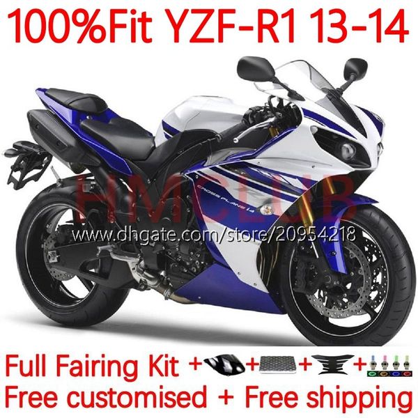 100% Fit OEM Çizim Yamaha Moto YZF-R1 YZF-1000 YZF R 1 1000CC 13-14 Vücut 6NO.32 YZF R1 1000 CC YZFR1 13 14 YZF1000 2013 2014 Enjeksiyon Kalıp Takım Seti Beyaz Mavi