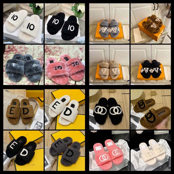 

designer slipper fur slides luxury sandals italy brand sandals women flip flop woolen slippers casual shoes sneakers boots by shoebrand s151, Black