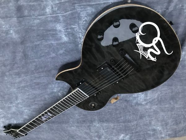 

black big flower six string electric guitar we can customize all kinds of guitars