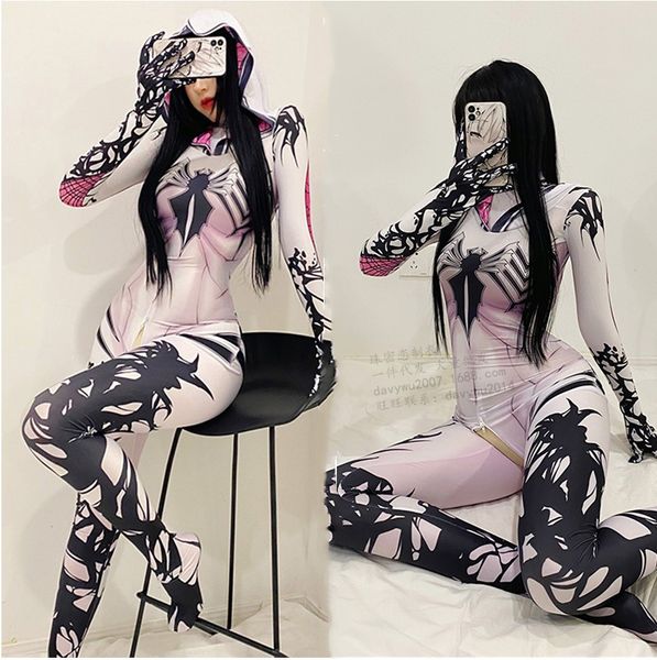 Trajes de macacões femininos Rompers sexo cueca com zíper aberto Costume de cosplay