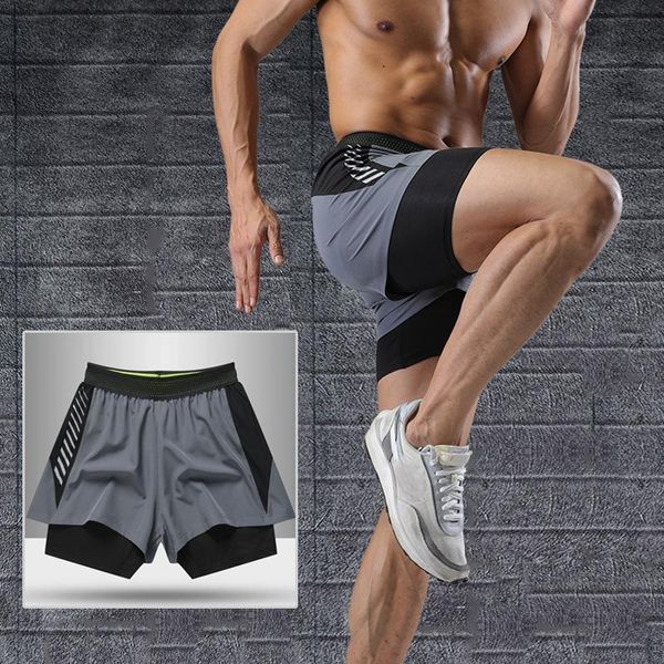 Бегущие шорты летние мужчины пробегают Quick-Dry Sports Sports Double-Layer Citness Trunks Случайные тренировки.