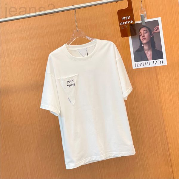 

women's t-shirt designer spring and summer 22 new men's women's short sleeved t-shirt loose round neck pocket letter embroide, White