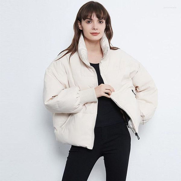 Women Down Down Parkas 2022 Winter Coat Women Instagram Blogger de moda vintage Manga de manga superdimensiona cáqui sola sola longa sobretola Guin22