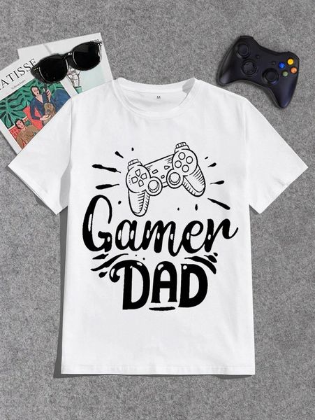 

men gamepad & letter graphic tee m3tj#, White;black