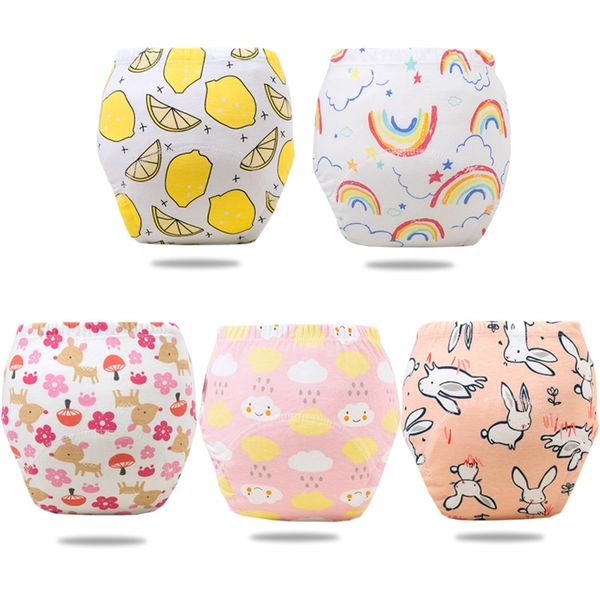 

5pcs/lot baby cloth diaper boys training pants 6 layer waterproof reusable cotton infant shorts underwear girl nappies panties 220425
