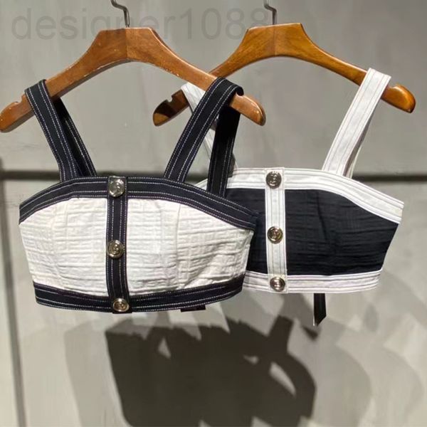 

women's tanks & camis designer 2022 spring and summer new b family leisure sports suspender female spice girl slim fitting short knitte, White