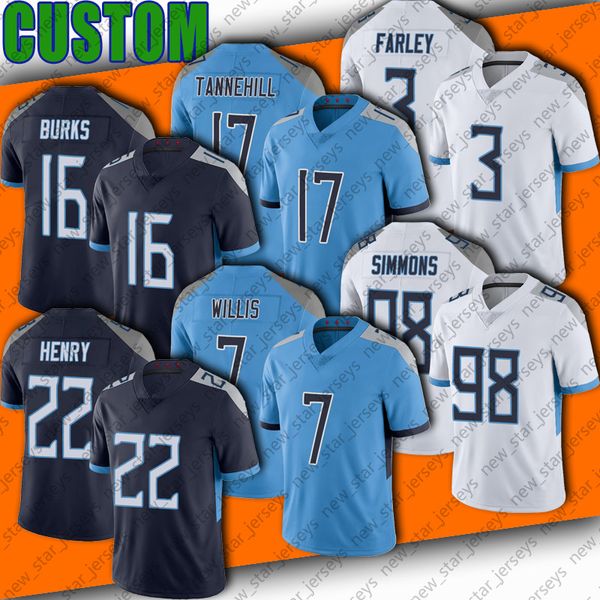 

football 22 derrick henry treylon burks jersey robert woods ryan tannehill malik willis jerseys jeffery simmons taylor lewan titanes kevin b, Black;red