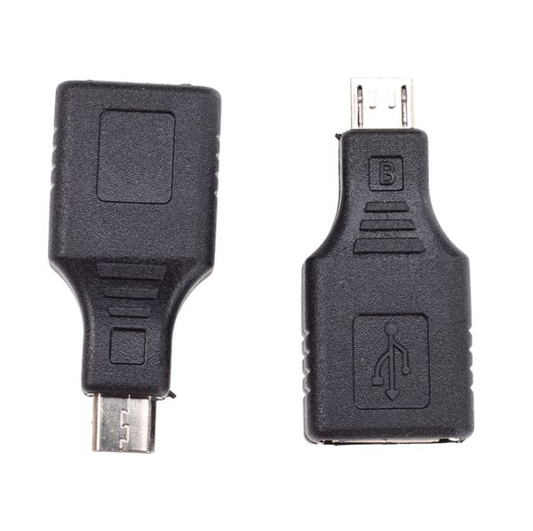 USB 2.0 preto tipo A fêmea para micro B 5 pinos plugue macho OTG host adaptador conversor conector