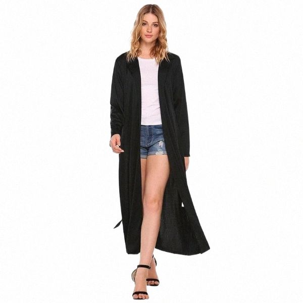 

women's trench coats women casual long sleeve solid waterfall belted duster cardigan coat jacket open front regular spring autumn n8of#, Tan;black