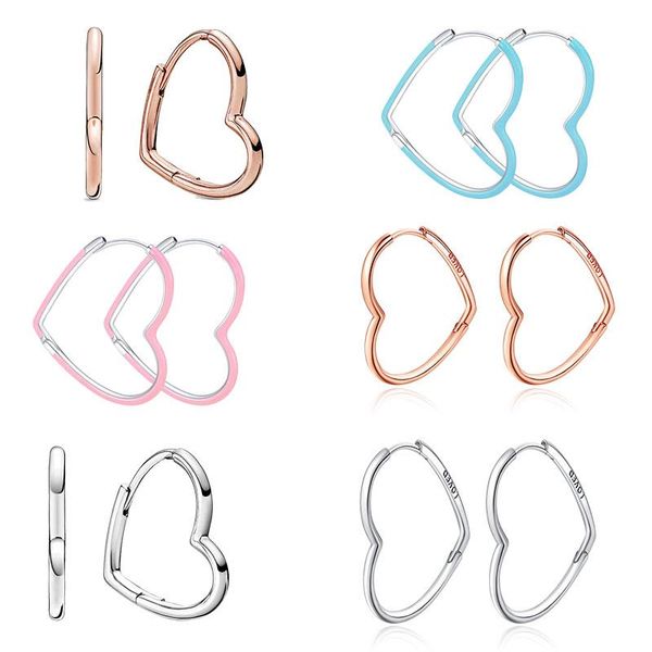 Hoop Huggie Pendientes Pan Plata De Ley 925 Orecchini a cuore asimmetrico Originale per donna Brand Fine Jewelry GiftsHoop