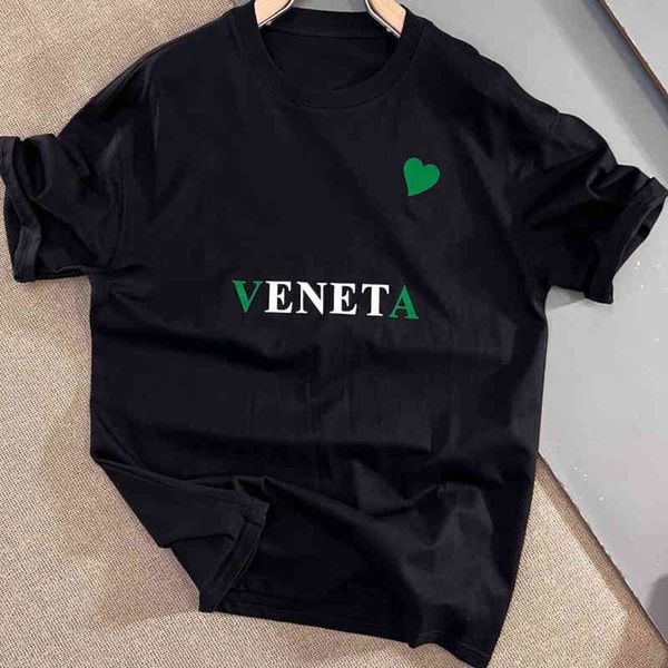 

designer bottega t shirt men street fashion bv heart print mercerized fabric round neck letters short sleeve t shirt, White;black