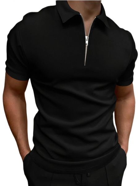 

men quarter zipper polo shirt p65a#, White;black