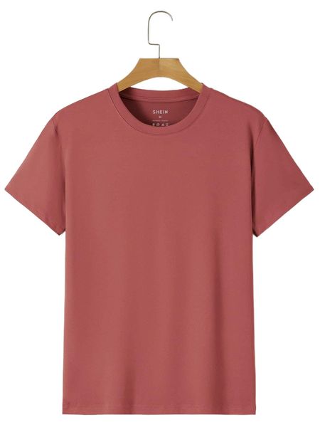 

men solid round neck tee 64wn#, White;black