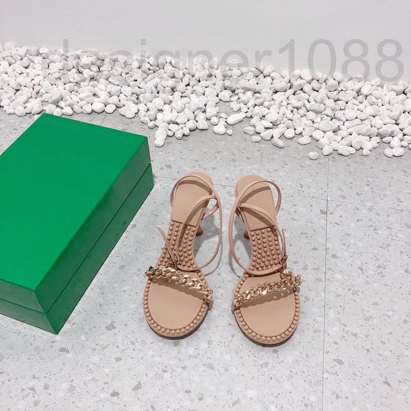 

sandals designer family b one line sandals 2022 new open toe back empty metal high-heeled casual and versatile women's single shoes wit, Black