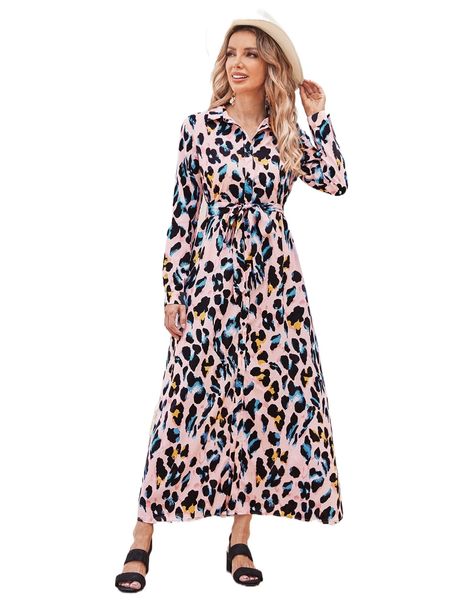 

emery rose allover print belted shirt dress i3o5#, Black;gray