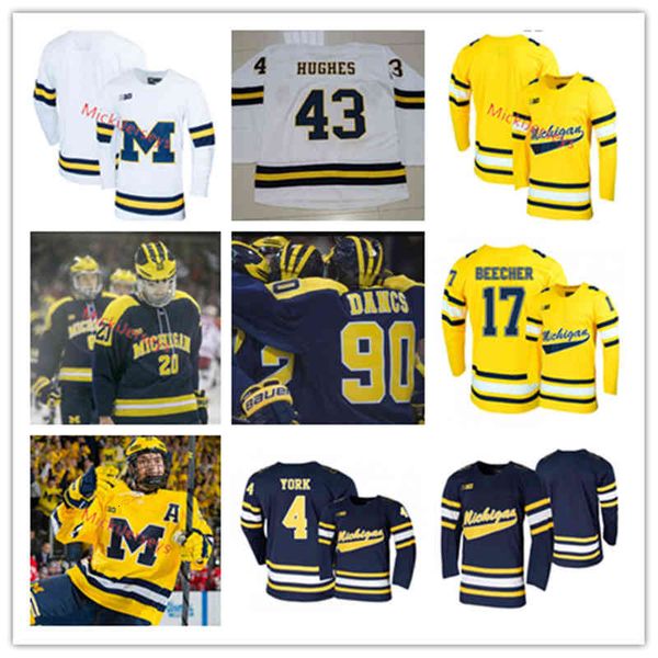

xflsp custom michigan wolverines stitched hockey jersey quinn hughes tyler motte dylan larkin martin werenski hyman jose cecconi jake slaker, Black