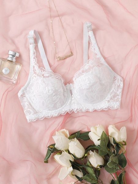 

floral lace push up bra a6er#, Black;red