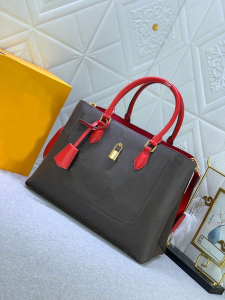 

5a mirror quality big size bags briefcase totes lady shoulder handbags coated canvas monograms flower lock commuter shopping bags wallet pur