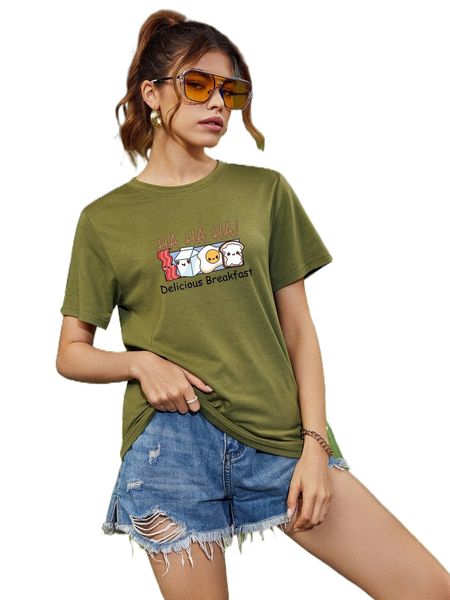 

cartoon & letter graphic tee z9fx#, White