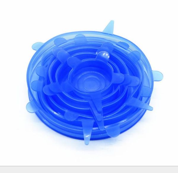 2021 nuovo 6 PZ/SET Silicone Elasticizzato Aspirazione Pentola Coperchi Riutilizzabili Conservazione Fresca Wrap Universale Guarnizione Coperchio Pan Copertura Fermacorda E Ganci Copertura Strumenti Da Cucina