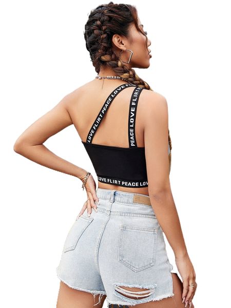 

letter taped one shoulder crop p45i#, White