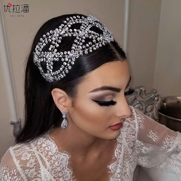 Silver Party Cross S-Bend Wedding Tiara Diamond Barroca Bridal Headwear Crown Rhinestone com Jóias Acessórios para Cabelo Coroas de Penteado Cabeças HP243