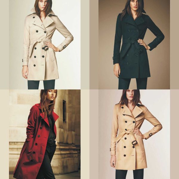

2022 women trench coats fashion brand windbreaker england middle long trench coat double breasted for s-xxl temperament womens, Tan;black