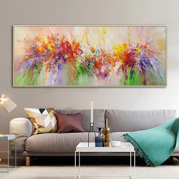 Pintura a óleo colorida em tela abstrata pôsteres e impressões de lona pinturas arte de parede para sala de estar decoração de casa moderna cuadros