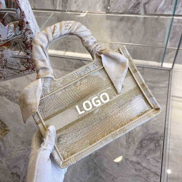

bag women's 2022 new mini embroidered shopping tote one shoulder messenger handbag