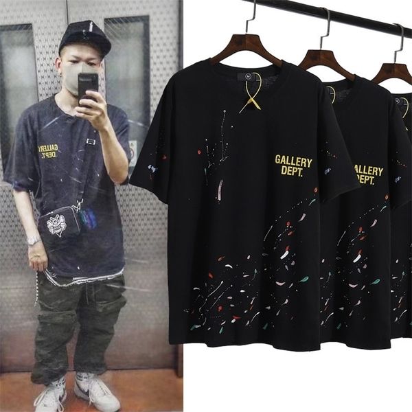 

designer mens t-shirts gallerydept star paint splash lettered print short sleeve tshirt lil, White;black