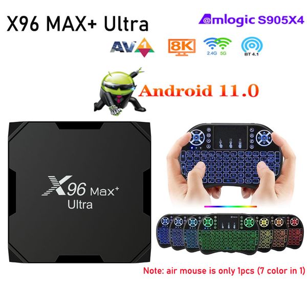 X96 MAX + Ultra Android 11.0 TV BOX 4GB 64GB 32GB Amlogic S905X4 100M 8K Lettore video Wifi Youtube air mouse opzionale pk x98 plus tanix x4