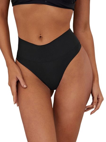 

contrast mesh no-show shapewear panty b456#, Black;red