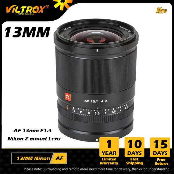 Viltrox 13 мм F1.4 Nikon Z Lines Lines Auto Focus Ультра широкоугольный объектив большой апертуру APS-C объектив для линзы Nikon Z5 Z6 объектив камеры