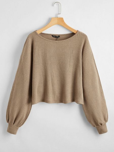

ribbed long sleeve semi-cropped tee u2uq#, White