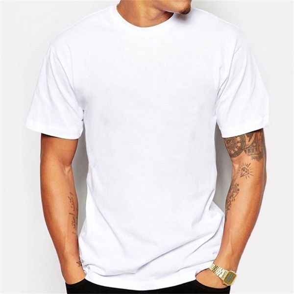 Homem Verão Branco Camisetas Homens de Manga Curta Algodão Modal Flexível T-shirt Branco Cores Básico Casual Camiseta Tops 220402