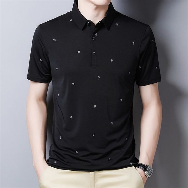

ymwmhu men polo shirt short sleeve graphic printed summer fashion shirt business office polo shirt men clothing brand 210308, White;black