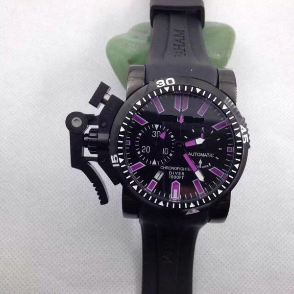 

46mm men watch british chronofighter bezel rubber strap satch chronograph japan quartz chrono sport racing mens wristwatch waterproof oversi, Slivery;brown