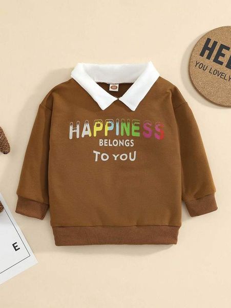 

baby slogan graphic contrast collar sweatshirt she, Black
