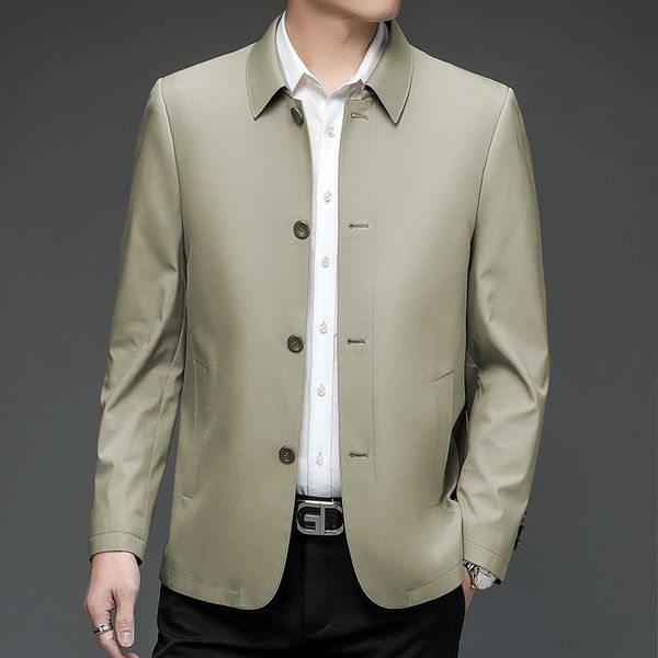 Männer Jacken Frühling Herbst Khaki Herren Hohe Qualität Einreiher Einfarbig Business Casual Männliche Mäntel Einfache Mann Jacke 4XLMen's