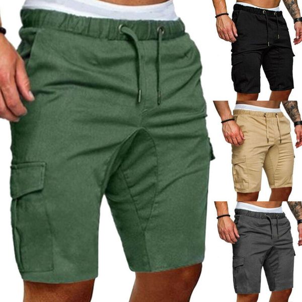 

mens military cargo shorts army camouflage tactical short cargo pants men loose work casual short plus size bermuda masculina 220805, Black