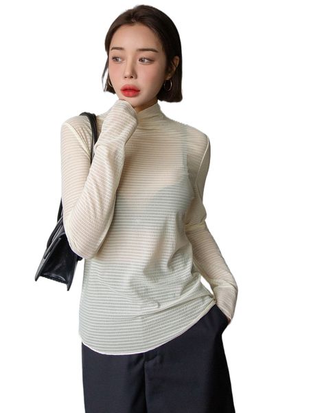 

dazy mock neck sheer without bra e0r2#, White