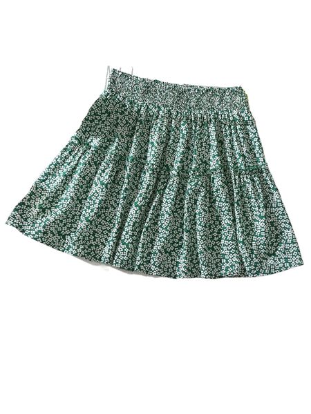 

plus ditsy floral shirred waist skirt w3zx#, Black