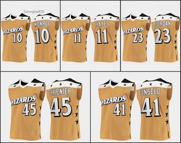 

2022 2023 washingtonbulletsmen earl monroe elvin hayes michael jor dan wes unseld phil chenier custom rare vintage gold jersey, Black
