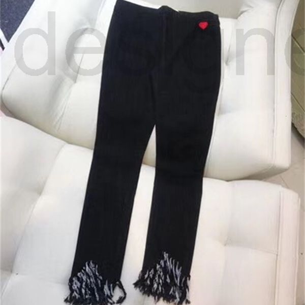 

women's jeans designer the original japanese d-jiang shuying's same irregular high waist split raw edge step radian nine point jea, Blue