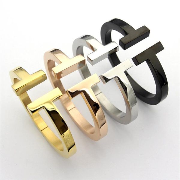 

brand luxury titanium steel coarse bracelet spring love bracelet open bangle for women brand letter whole pulseira feminina ma276w, Black