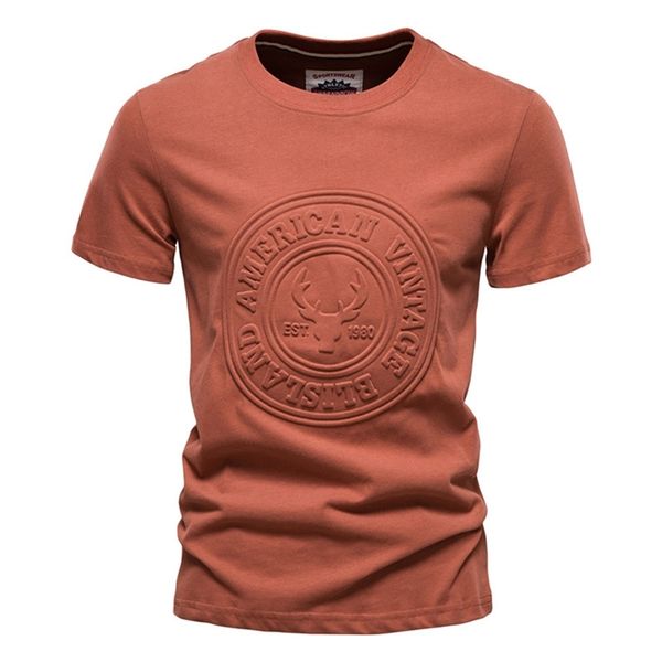 

aiopeson printed t shirt men casual solid color o-neck tees men summer streetwear 100% cotton t shirts mens 220509, White;black