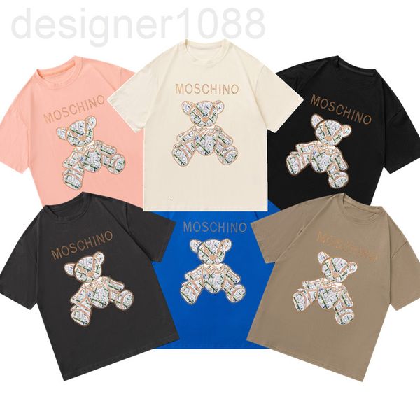 

men's t-shirts designer 2022 summer personalized letter pattern korean loose bear print men's and women's short sleeve t-shir, White;black